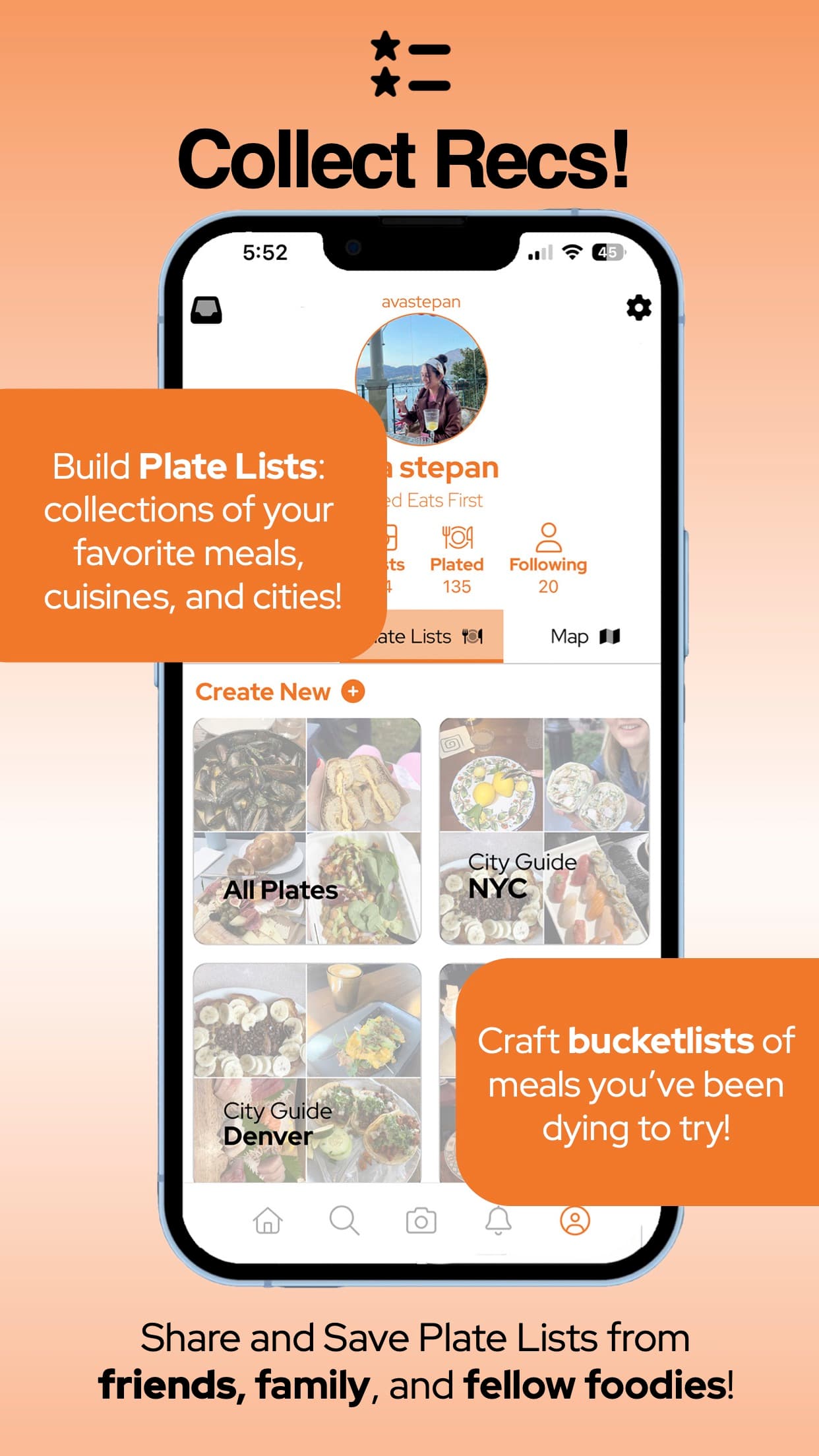 Collect Recs — build Plate Lists of favourite meals, cuisines and cities