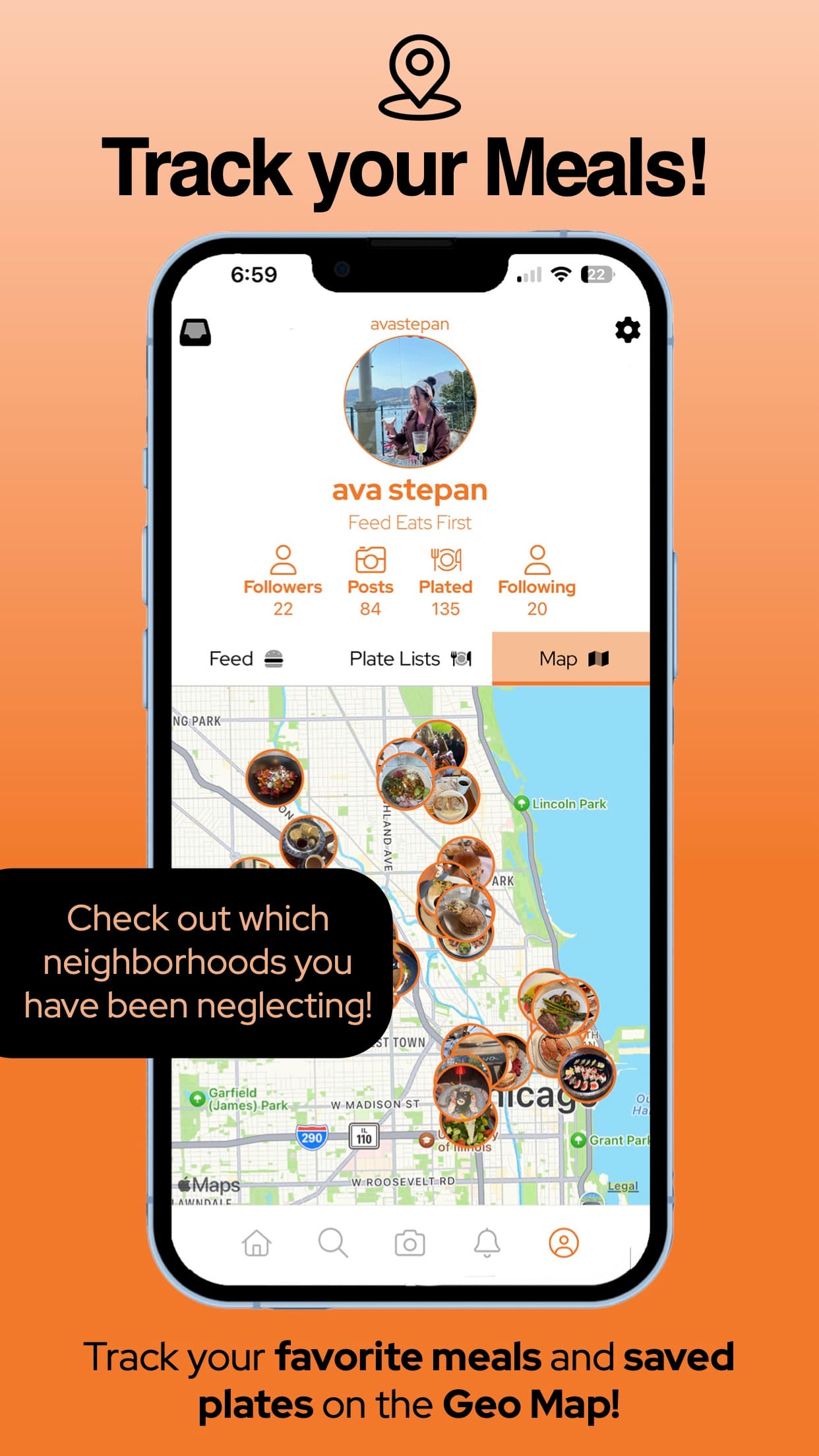 Track your meals — favourite plates plotted on the geo map