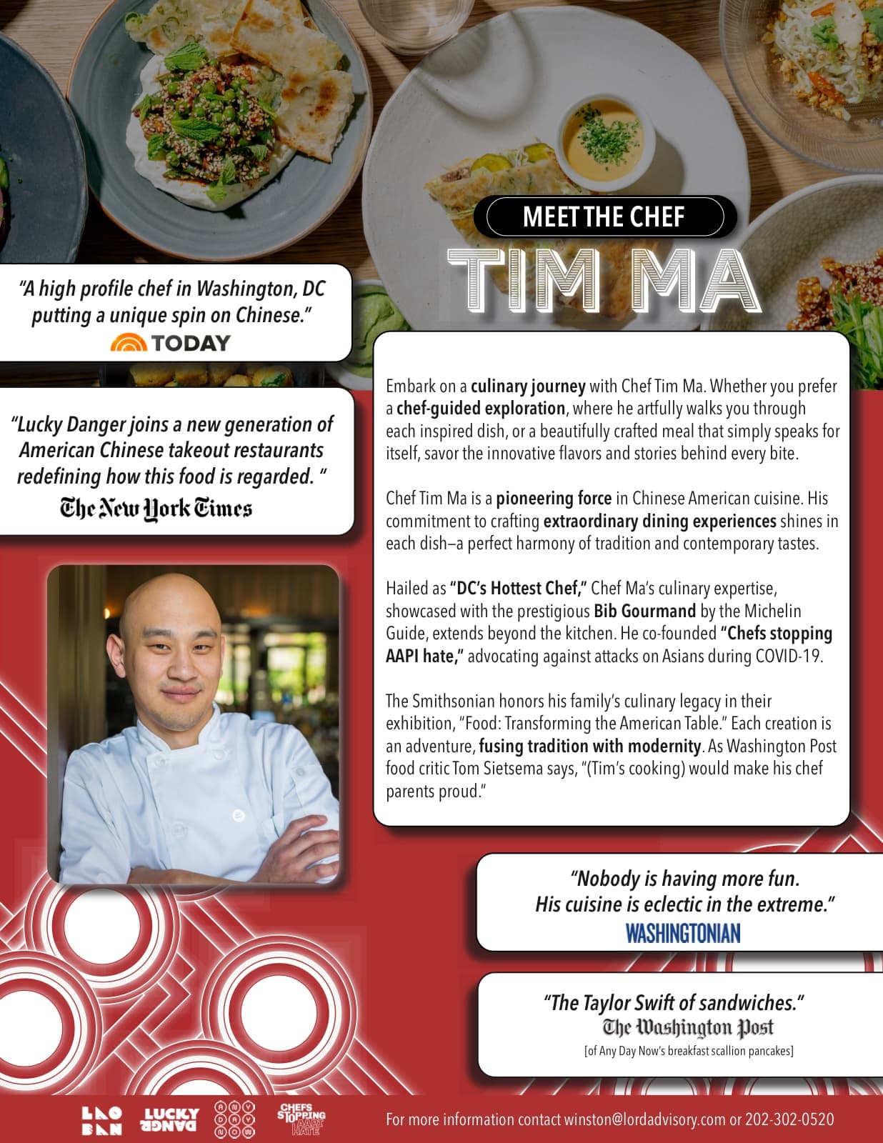 Chef Tim Ma press one-sheet design